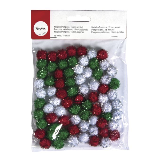 Special Touches Mini-Pompons 8 Mm – Weihnachtsmix (grün, Rot, Weiß), 100 Stück