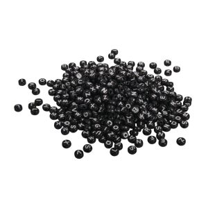 Perles plastiques av. lettres, 6mm ø