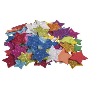 Foam rubber Stars Glitter, 2+3cm ø