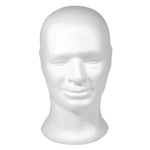 Tête en polystyrène, masculine, 30,5 cm