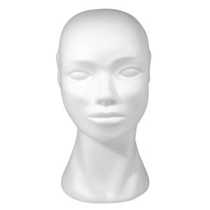Tête en polystyrène, féminine, 29 cm