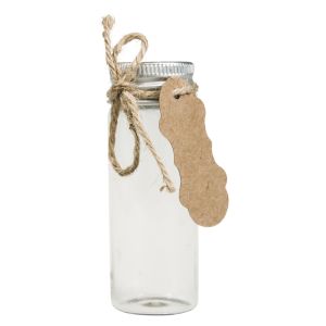Pot en verre av.couv.à vis en métal,ø3cm