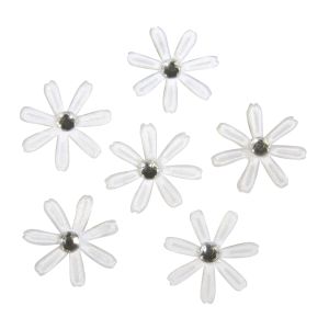 Fleurs en satin av. strass, 1,8cm ø