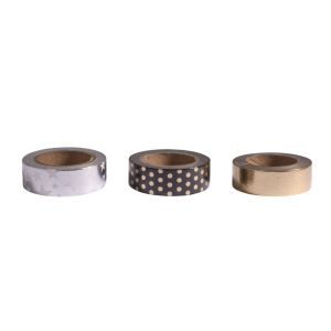 Washi Tape Set Black/Gold/Silver Foil