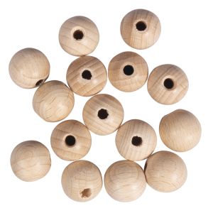 Boules en bois brut, percées, ø 15mm
