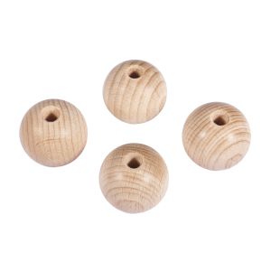 Boules en bois brut, percées, ø 30mm