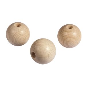 Boules en bois brut, percées, ø 35mm