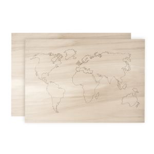 Mappemonde en bois, 2 plaques, FSC 100%