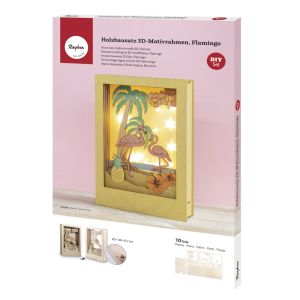 Kit bois cadre motif3D Flamant,FSC 100%