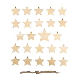Pendentif de bois Etoiles,FSC Mix Credit