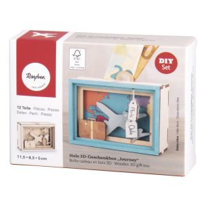 Boîte cadeau en bois 3D, FSC Mix Credit