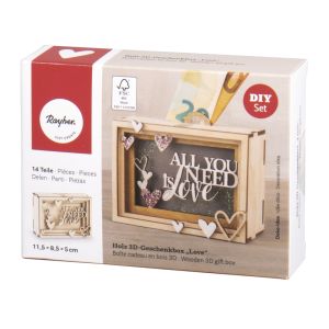 Boîte cadeau en bois 3D,FSC Mix Credit