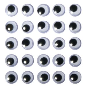 Yeux mobiles plastique autocoll., 10mm ø