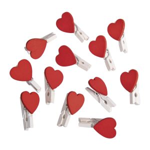 Pinces en bois avec coeur, 25 mm