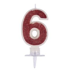 Numeral candle  6  with glitter&holder