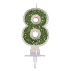 Numeral candle  8  with glitter&holder