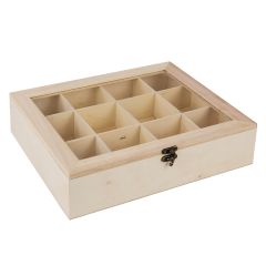 Wooden tea box, 12 comp., FSC Mix Credit
