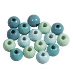 Holz Perlen Mischung, FSC 100%, 6mm ø, türkis