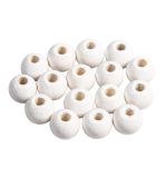 Perles en bois FSC 100%, polies, 6mm ø, blanc