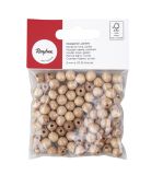 Perles en bois FSC 100%, polies, 8mm ø, nature