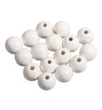 Perles en bois FSC 100%, polies, 10mm ø, blanc