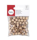 Perles en bois FSC 100%, polies, 10mm ø, nature