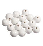 Perles en bois FSC 100%, polies, 12mm ø, blanc