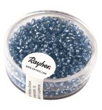 Rocailles, 2 mm ø, with silver inlet, light blue