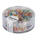 Rocailles, 2,6 mm ø, perlmutt, bunt