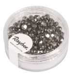 Glass crystal bead, 4mm ø, anthracite
