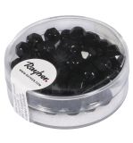 Polished glass beads, 6 mm ø, black