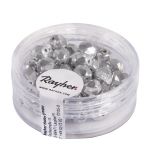 Polished glass beads, 6 mm ø, brilliant silver