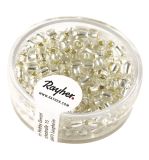 Rocailles, 4 mm ø, mit Silbereinzug, silber
