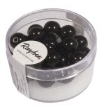 Renaissance Perles en verre ciré, 8mm ø, noir