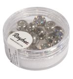 Glass large-hole bead,transp.metal.9mm ø, silver iridescending