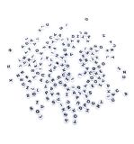 Perles plastiques av. lettres, 6mm ø, blanc
