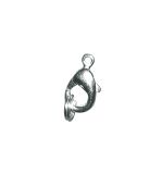 Carabiner clasp with ring, silver