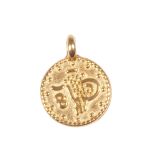 Metallic mini-pendant Coin, 7.3mm ø, gold