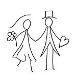 H.- Stempel Strichmännchen Brautpaar kl.