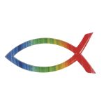 Wachsmotiv christlicher Fisch Regenbogen