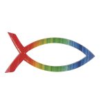 Wachsmotiv christlicher Fisch Regenbogen