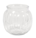 Glas Vase, bauchig mit Rillen