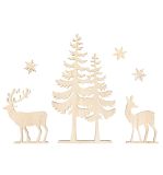 Motifs en bois Arbre et cerf, FSC 100%