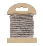 Wool cord with jute core, 5mm ø, light grey