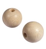 Boules en bois brut, percées, ø 40mm