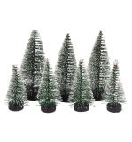 Decorative fir trees, snow-covered
