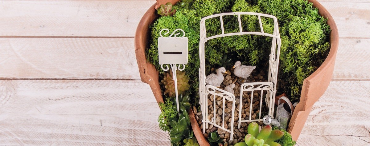 Gartendeko Gartenmöbel MINI-Garten Rankbogen mit Türen braun Mini-Gardening 
