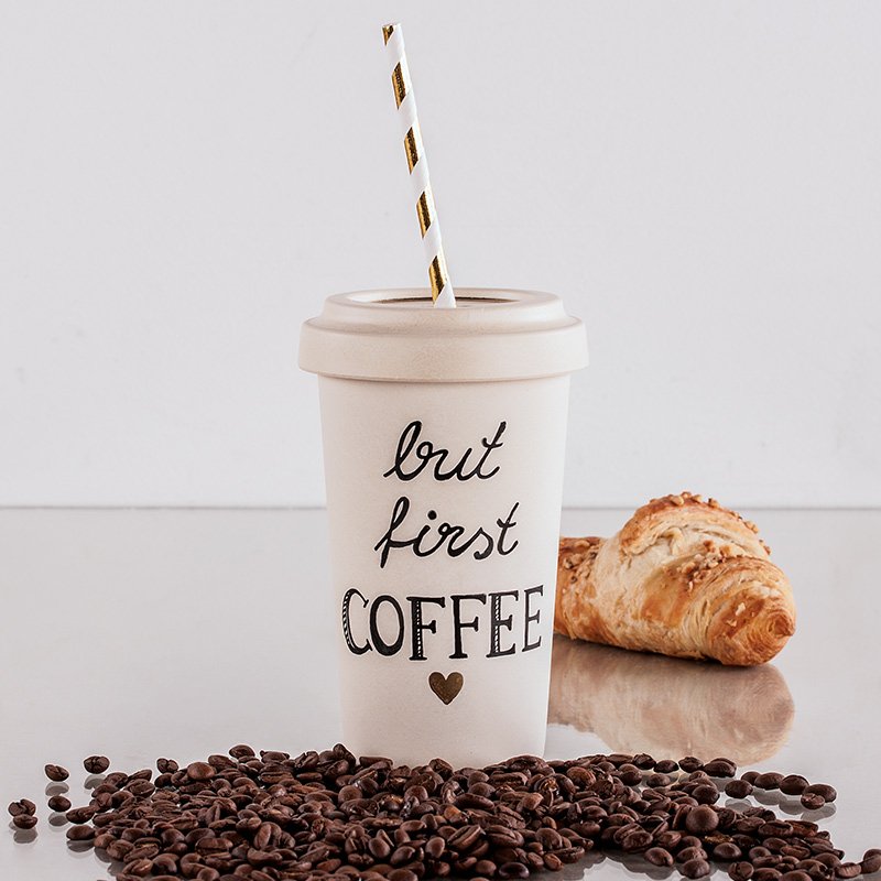 Bambus-Becher To Go Handlettering
