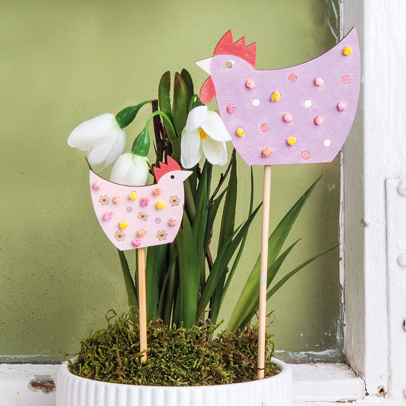 Holz Hahn und Huhn Stecker