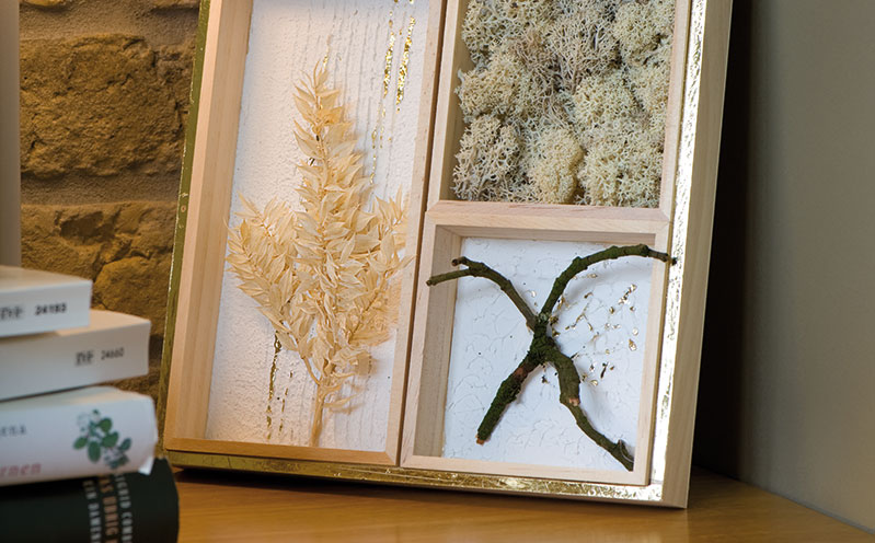 Holz-Tablett-Set mit Naturmaterialien